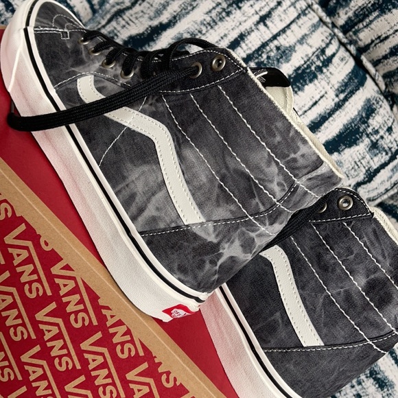 Vans Sk8-Hi Tapered Denim Destroy Black Marshmallow MENS - Picture 15 of 16